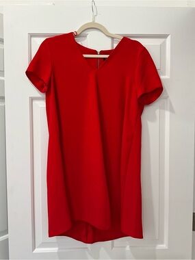 Zara Red Short Sleeve V-Neck Mini Dress